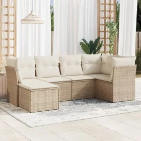 Garden sofa set with cushions 6 pieces beige synthetic rattan by , Garden sets - Ref: Foro24-3249787, Price: 405,04 €, Discou...