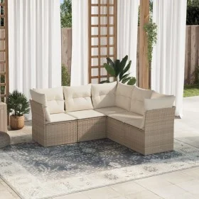 Garden sofa set with cushions 5 pieces beige synthetic rattan by , Garden sets - Ref: Foro24-3249457, Price: 349,01 €, Discou...