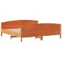 Bed frame with wax brown pine wood headboard 180x200 cm by , Beds and slatted bases - Ref: Foro24-3216166, Price: 250,88 €, D...