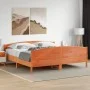 Bed frame with wax brown pine wood headboard 180x200 cm by , Beds and slatted bases - Ref: Foro24-3216166, Price: 250,88 €, D...
