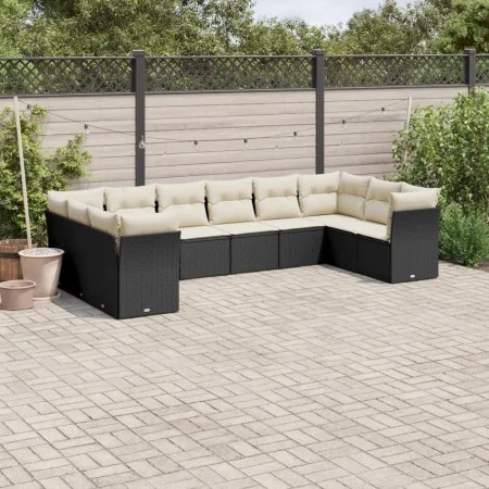 Garden sofa set 10 pieces with black synthetic rattan cushions by , Garden sets - Ref: Foro24-3250035, Price: 585,37 €, Disco...