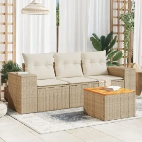 Garden sofa set with cushions 4 pieces beige synthetic rattan by , Garden sets - Ref: Foro24-3257647, Price: 325,80 €, Discou...