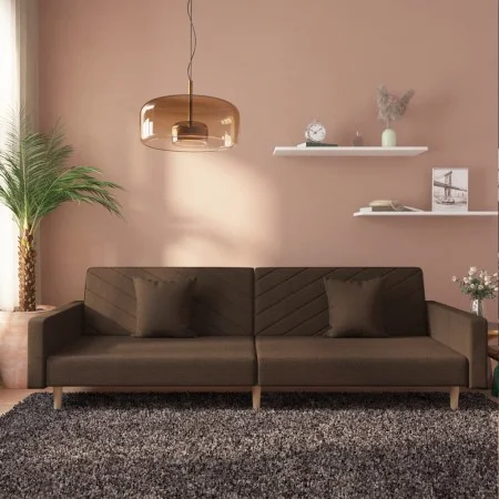 2-seater sofa bed with two brown fabric pillows by , Sofas - Ref: Foro24-375903, Price: 277,01 €, Discount: %