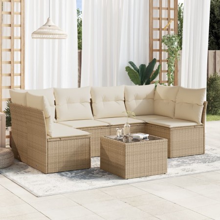 7-piece garden sofa set and beige synthetic rattan cushions by , Garden sets - Ref: Foro24-3249237, Price: 477,54 €, Discount: %