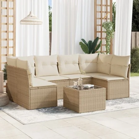 7-teiliges Gartensofa-Set und beigefarbene synthetische Rattankissen von , Gartensets - Ref: Foro24-3249237, Preis: 454,04 €,...