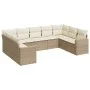 9-teiliges Gartensofa-Set mit beigen synthetischen Rattankissen von , Modulare Sofas für den Außenbereich - Ref: Foro24-32517...