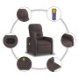 Sillón de masaje reclinable de tela marrón oscuro
