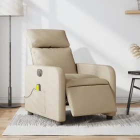 Sillón reclinable de masaje eléctrico tela color crema de , Sillones - Ref: Foro24-3206698, Precio: 272,71 €, Descuento: %