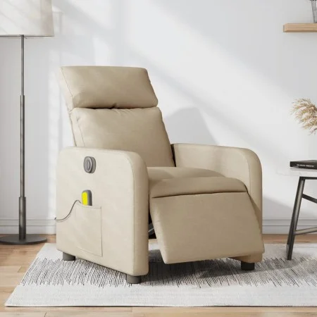 Sillón reclinable de masaje eléctrico tela color crema de , Sillones - Ref: Foro24-3206698, Precio: 272,71 €, Descuento: %