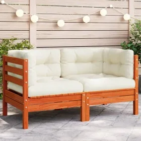Garden corner sofa and wax brown pine wood cushions by , Modular outdoor sofas - Ref: Foro24-838150, Price: 107,71 €, Discoun...