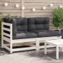 2-Sitzer-Gartensofa mit massiven Kissen aus weißem Kiefernholz von , Modulare Sofas für den Außenbereich - Ref: Foro24-838119...