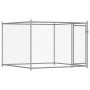 Jaula de perros con puertas acero galvanizado gris 8x2x1,5 m