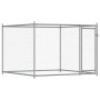 Jaula de perros con puerta acero galvanizado gris 12x2x1,5 m