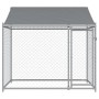 Jaula de perros techo y puerta acero galvanizado gris 2x2x2 m