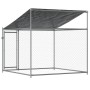 Jaula de perros techo y puerta acero galvanizado gris 2x2x2 m