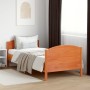 Bed frame with wax brown pine wood headboard 100x200 cm by , Beds and slatted bases - Ref: Foro24-842565, Price: 117,19 €, Di...