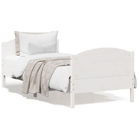 Bettgestell aus weißem Kiefernholz mit Kopfteil 90x200 cm von , Betten und Lattenroste - Ref: Foro24-842567, Preis: 111,68 €,...
