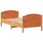 Bed frame with wax brown pine wood headboard 90x190 cm by , Beds and slatted bases - Ref: Foro24-842573, Price: 107,38 €, Dis...