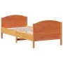 Bed frame with wax brown pine wood headboard 90x190 cm by , Beds and slatted bases - Ref: Foro24-842573, Price: 107,38 €, Dis...