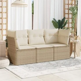 Garden sofa set with beige cushions 3 pieces PE rattan by , Garden sets - Ref: Foro24-3249047, Price: 217,06 €, Discount: %