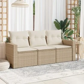 Garden sofa set with beige cushions 3 pieces PE rattan by , Modular outdoor sofas - Ref: Foro24-3250995, Price: 243,98 €, Dis...