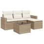 Garden sofa set with cushions 5 pieces beige synthetic rattan by , Modular outdoor sofas - Ref: Foro24-3251215, Price: 352,19...