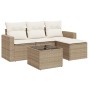 Gartensofa-Set mit Kissen, 5-teilig, beiges synthetisches Rattan von , Modulare Sofas für den Außenbereich - Ref: Foro24-3251...