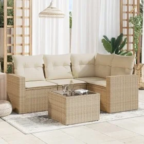 Garden sofa set with cushions 5 pieces beige synthetic rattan by , Modular outdoor sofas - Ref: Foro24-3251255, Price: 381,82...