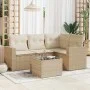 Garden sofa set with cushions 5 pieces beige synthetic rattan by , Modular outdoor sofas - Ref: Foro24-3251255, Price: 381,82...
