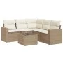 Garden sofa set with cushions 6 pieces beige synthetic rattan by , Modular outdoor sofas - Ref: Foro24-3251295, Price: 425,11...