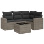 Gartensofa-Set mit Kissen, 5-teilig, graues synthetisches Rattan von , Modulare Sofas für den Außenbereich - Ref: Foro24-3251...