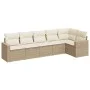 Garden sofa set with cushions 6 pieces beige synthetic rattan by , Modular outdoor sofas - Ref: Foro24-3251325, Price: 434,03...