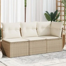 3-seater garden sofa with beige synthetic rattan cushions by , Outdoor sofas - Ref: Foro24-366076, Price: 205,17 €, Discount: %