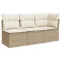 Sofá de jardín de 3 plazas con cojines ratán sintético beige de , Sofás de exterior - Ref: Foro24-366076, Precio: 216,95 €, D...