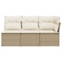 Sofá de jardín de 3 plazas con cojines ratán sintético beige de , Sofás de exterior - Ref: Foro24-366076, Precio: 216,95 €, D...