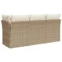 3-Sitzer-Gartensofa mit beigen synthetischen Rattankissen von , Outdoor-Sofas - Ref: Foro24-366076, Preis: 205,17 €, Rabatt: %
