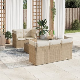 Garden sofa set with cushions 6 pieces beige synthetic rattan by , Garden sets - Ref: Foro24-3249087, Price: 434,41 €, Discou...