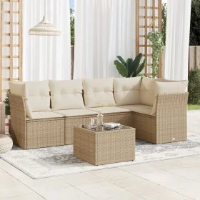 Garden sofa set with cushions 6 pieces beige synthetic rattan by , Garden sets - Ref: Foro24-3249447, Price: 402,40 €, Discou...