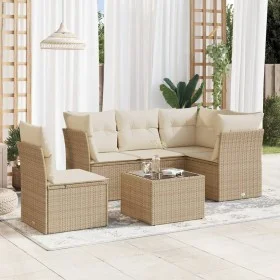 Garden sofa set with cushions 6 pieces beige synthetic rattan by , Garden sets - Ref: Foro24-3249487, Price: 402,40 €, Discou...