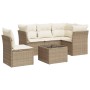 Garden sofa set with cushions 6 pieces beige synthetic rattan by , Garden sets - Ref: Foro24-3249487, Price: 416,89 €, Discou...