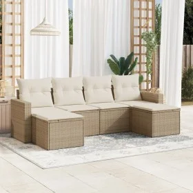Garden sofa set with cushions 6 pieces beige synthetic rattan by , Modular outdoor sofas - Ref: Foro24-3251655, Price: 417,17...
