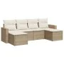 Garden sofa set with cushions 6 pieces beige synthetic rattan by , Modular outdoor sofas - Ref: Foro24-3251655, Price: 417,17...
