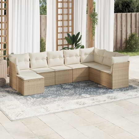 Gartensofa-Set mit beigen Kissen 8 Stück PE-Rattan von , Gartensets - Ref: Foro24-3249887, Preis: 569,97 €, Rabatt: %