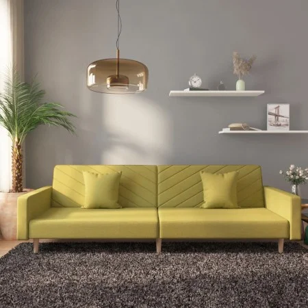 Sofá cama de 2 plazas con dos almohadas tela verde de , Sofás - Ref: Foro24-375905, Precio: 274,00 €, Descuento: %