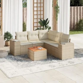 Garden sofa set with cushions 6 pieces beige synthetic rattan by , Garden sets - Ref: Foro24-3257773, Price: 457,25 €, Discou...