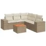 Gartensofa-Set mit Kissen, 6-teilig, beiges synthetisches Rattan von , Gartensets - Ref: Foro24-3257773, Preis: 457,28 €, Rab...