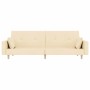 Sofá cama de 2 plazas con dos almohadas tela color crema