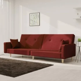 2-seater sofa bed with two pillows in wine-colored fabric by , Sofas - Ref: Foro24-375746, Price: 265,01 €, Discount: %