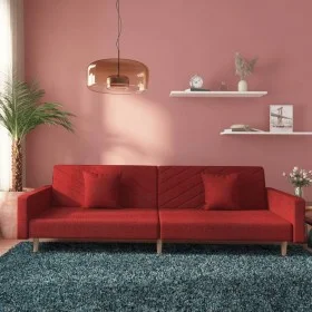 2-seater sofa bed with two pillows in wine-colored fabric by , Sofas - Ref: Foro24-375907, Price: 270,71 €, Discount: %