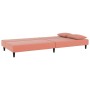 Sofá cama de 2 plazas con dos almohadas terciopelo rosa